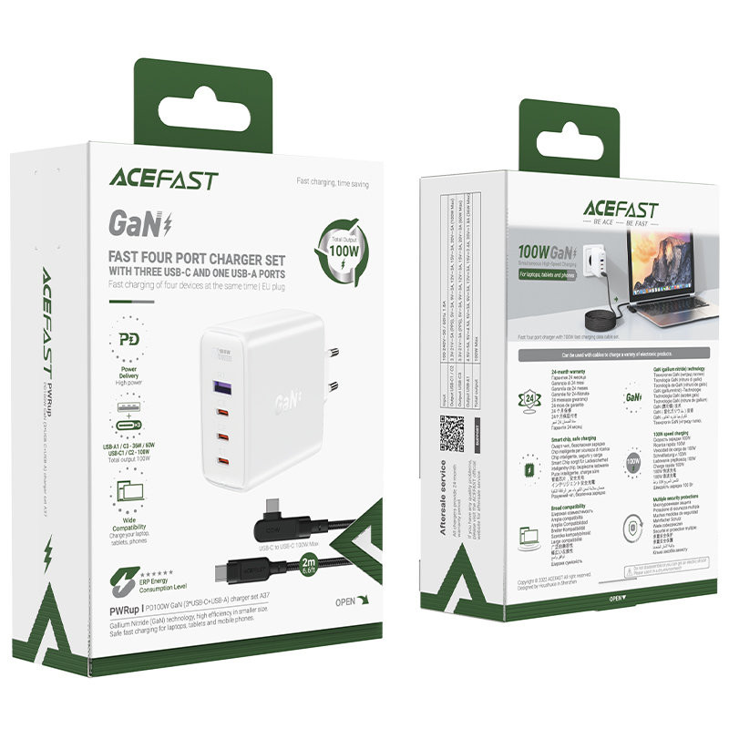 Incarcator Rapid De Perete Acefast Gan Xusb C Xusb A W Alb Cablu