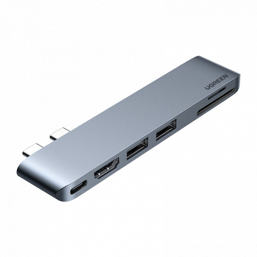 Adaptor 6-in-1 Hub USB-C UGREEN CM380 pentru MacBook Air / Pro (gri) 80856
