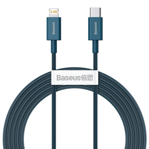 Cablu de date Baseus Superior Series USB-C la Lightning, 20W, PD, 2m (albastru) CATLYS-C03