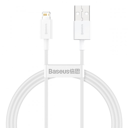Cablu de date Baseus Superior Series USB la Lightning, 2.4A, 1 m (alb) CALYS-A02