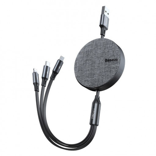 Cablu de date rapid 3in1 USB Baseus Tip C / Lightning / Micro 3A 1.2m - Gri CAMLT-BYG1