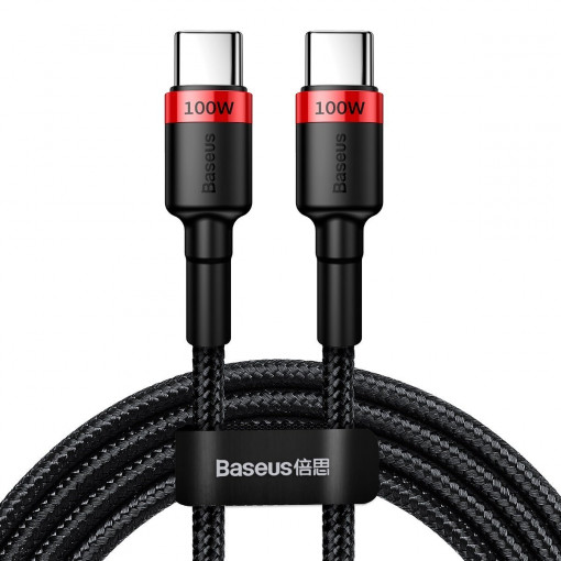 Cablu de date rapid BASEUS Cafule USB-C la USB-C PD2.0 100W flash charging 20V 5A 2m (negru+rosu) CATKLF-AL91