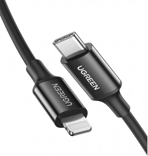 Cablu de date rapid USB-C la Lightning UGREEN US171, 36W, 1m (negru) 60751