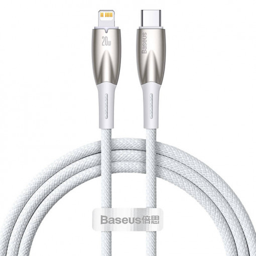 Cablu de date USB-C la Lightning Baseus Glimmer, 20W, 1m (alb) CADH000002
