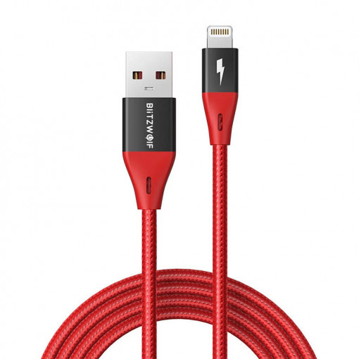 Cablu de date USB-C la Lightning BlitzWolf MF-10 Pro, MFI, 20W, 1.8 m (rosu)