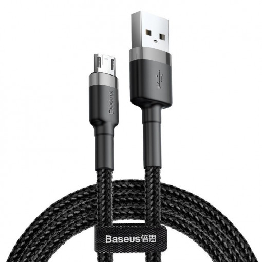Cablu de date USB la Micro USB Baseus Cafule 2.4A 0,5m (gri + negru) CAMKLF-AG1