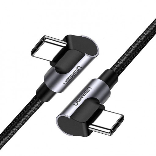 Cablu unghiular USB-C la USB-C UGREEN US323, PD, 3A 60W, 1m (negru) 70529