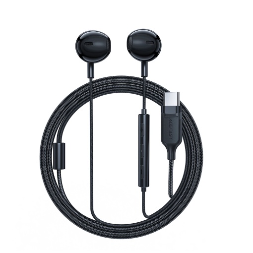 Casti cu Fir In Ear USB-C Acefast L2 Microfon si Telecomanda 1.2m (Negru)