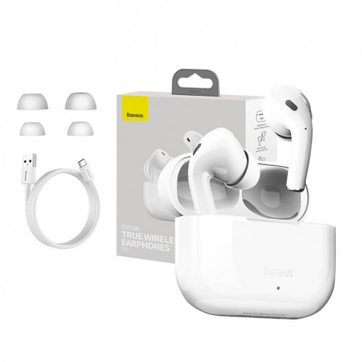 Casti wireless TWS Baseus Encok W3 (alb) NGTW020402
