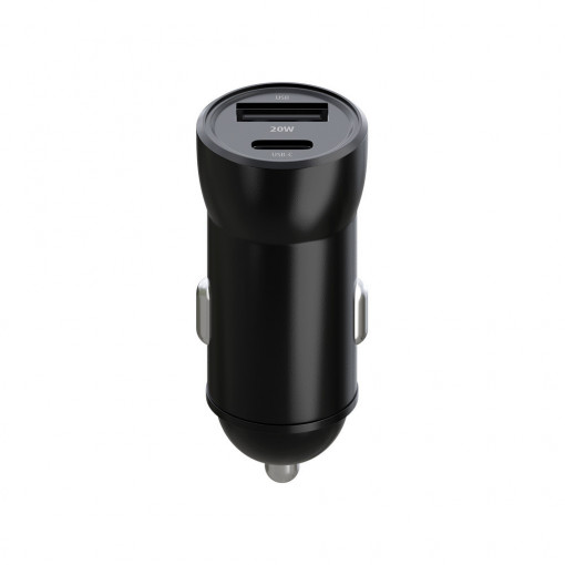 Incarcator auto Maxlife MXCC-04 PD QC 1x USB-C 1x USB 20W negru