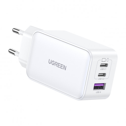 Incarcator rapid Ugreen CD244 65W USB-A / 2x USB-C GaN - alb (15334)