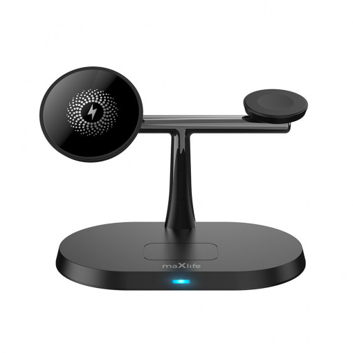 Incarcator wireless 3in1 15W MagSafe Maxlife MXWC-03 negru