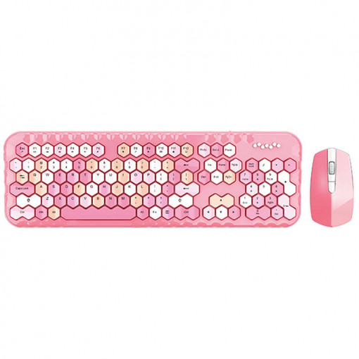 Set tastatura + mouse wireless MOFII Honey Plus 2.4G (roz) SMK-642383AG