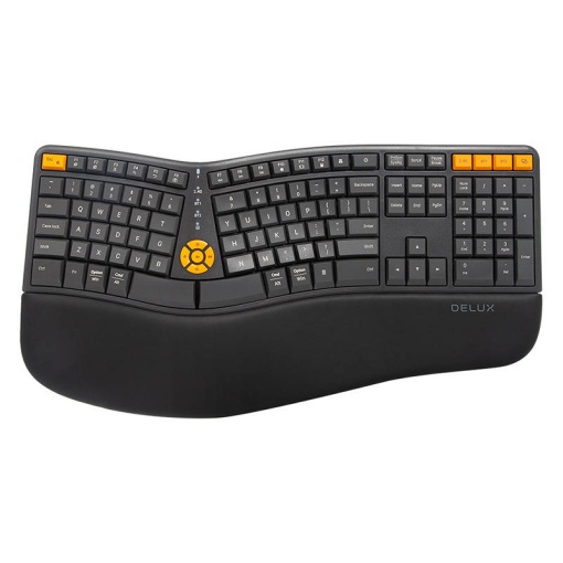 Tastatura Wireless Ergonomica Delux GM905DB Bluetooth + 2.4G (Gri/Portocaliu)