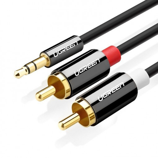 Cablu audio UGREEN AV116 Jack 3.5mm la 2RCA (Cinch) 1m (negru) 10749