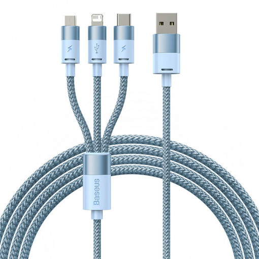 Cablu de date USB 3in1 Seria Baseus StarSpeed, USB-C + Micro + Lightning 3.5A, 1.2 m (albastru) CAXS000017