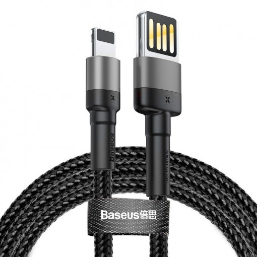 Cablu de date USB la Lightning Baseus Cafule cu doua fete 1.5A 2m (gri+negru) CALKLF-HG1