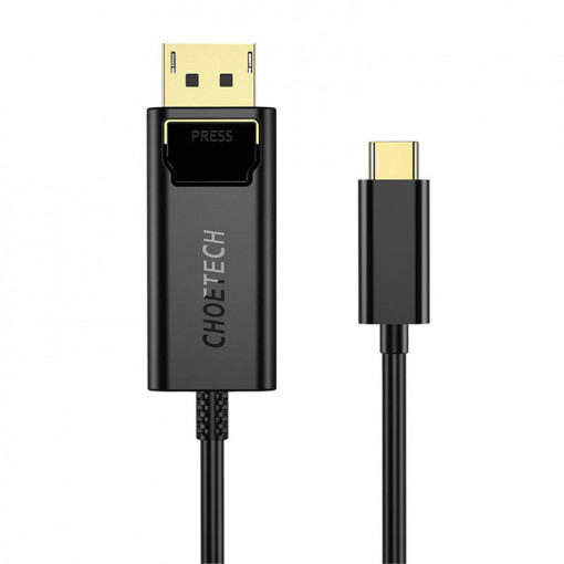 Cablu video Choetech USB-C la Display Port, unidirectional, 4K, 1.8 m (negru) XCP-1801BK