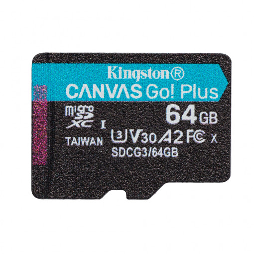Card memorie microSDXC Canvas Go! Plus Kingston 64GB cl. 10 UHS-I 170 MB/s + adaptor