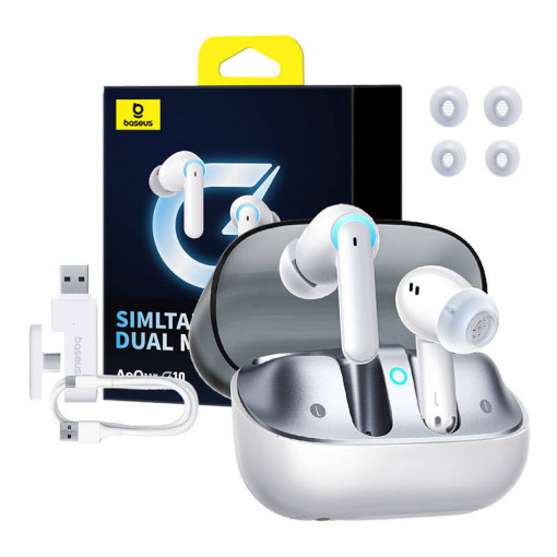 Casti wireless TWS Baseus AeQur G10 (alb) A00055400221-00