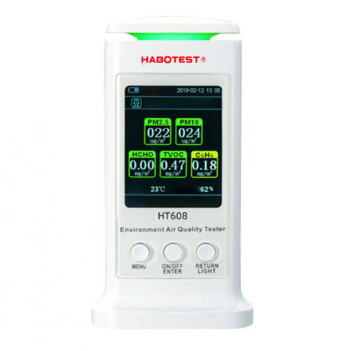 Detector inteligent de calitate a aerului Habotest HT608, PM 2,5, PM10, benzen