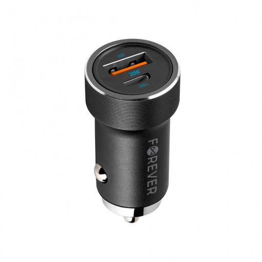 Incarcator auto Forever CC-06 PD QC 1x USB-C 1x USB 20W negru