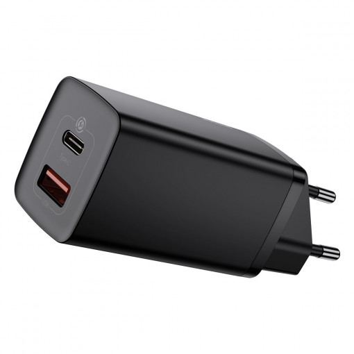 Incarcator de retea rapid BASEUS GaN2 Lite Quick Travel USB + USB-C 65W (negru) CCGAN2L-B01