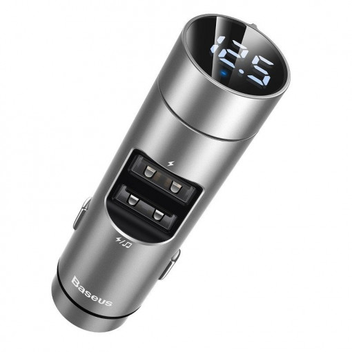 Incarcator MP3 wireless pentru masina Baseus Energy Column (Wireless 5.0+5V/3.1A) Argintiu CCNLZ-0S