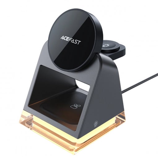 Incarcator Wireless Inductie Suport Birou 3in1 Acefast E17 MagSafe + cablu USB-A USB-C - negru