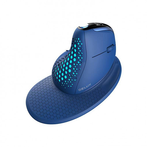 Mouse ergonomic wireless Delux M618XSD BT+2.4G RGB (albastru)