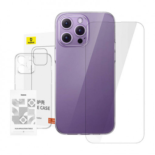 Set Husa transparenta Baseus iPhone 14 Pro Max + sticla securizata P60115401201-01