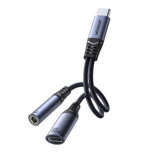 Adaptor Audio 2in1 DAC Joyroom SY-C02 USB-C la USB-C / Mini Jack 3.5 mm (negru)