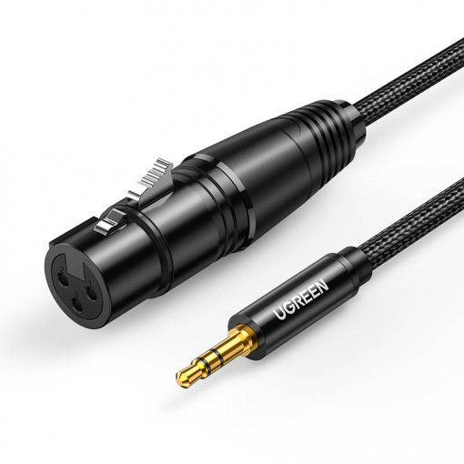 Cablu audio profesional UGREEN AV182 XLR la mufa 3.5 mm AUX 1m (negru) 20763