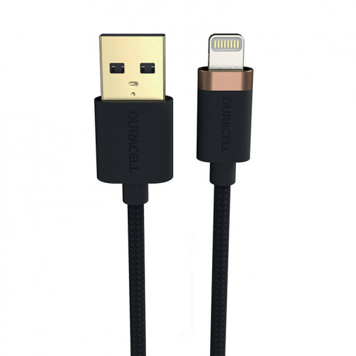 Cablu de date Duracell USB la Lightning 2m (negru) USB7022A