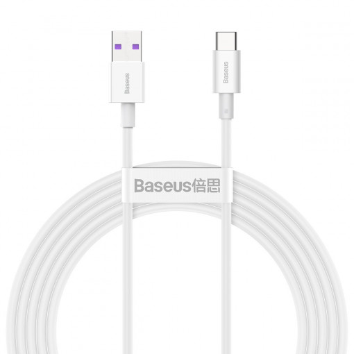Cablu de date rapid Baseus Superior Series USB la USB-C, 66W, 2 m (alb) CATYS-A02