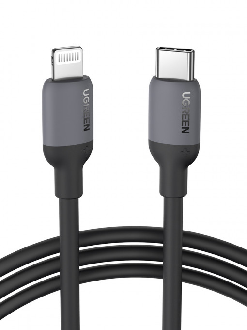 Cablu de date rapid USB-C la Lightning UGREEN US387, 1m (negru) 20304