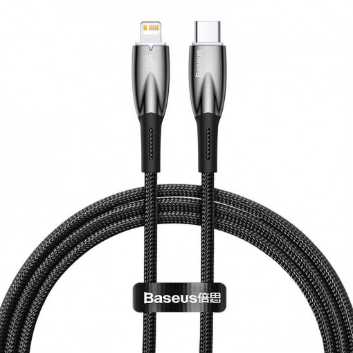 Cablu de date USB-C la Lightning Baseus Glimmer, 20W, 1m (negru) CADH000001