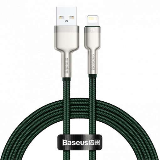 Cablu de date USB la Lightning Baseus Cafule, 2.4A, 1m (verde) CALJK-A06