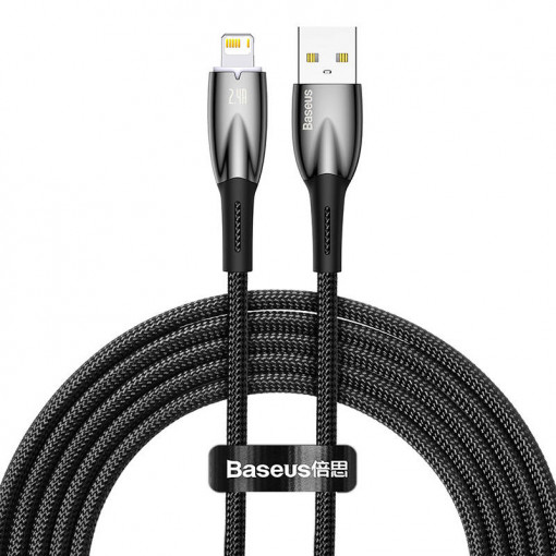 Cablu de date USB la Lightning Baseus Glimmer, 2.4A, 2m (negru) CADH000301