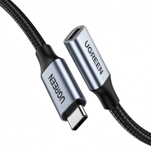 Cablu prelungitor USB-C 3.1 Gen2 UGREEN US372, tata la mama, placat cu nichel, 0.5 m (negru) 80810