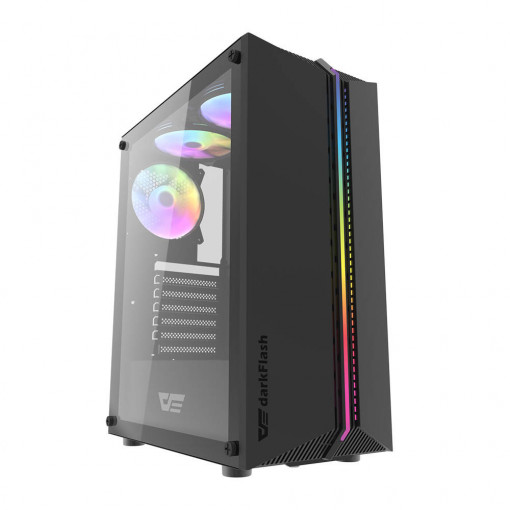 Carcasa computer Darkflash DK151 LED cu 3 ventilatoare (negru)