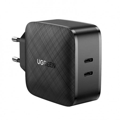 Incarcator de perete UGREEN CD216, 2xUSB-C, 66W, PD (negru) 70867