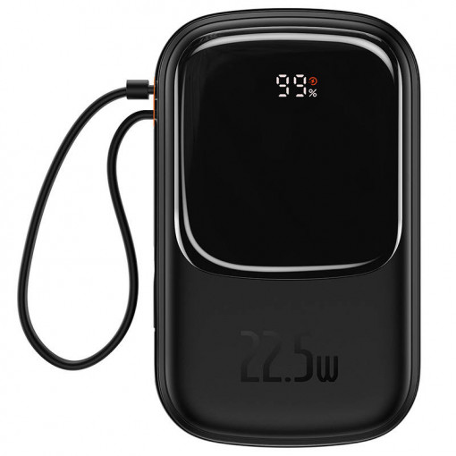 Powerbank Baseus Qpow PRO cu cablu USB-C, USB-C, USB, 20000 mAh, 22.5 W (negru) PPQD060301