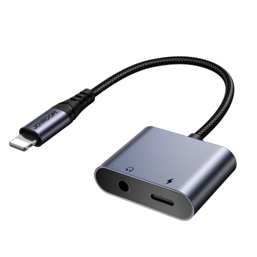 Adaptor Audio 2 in 1 Joyroom SY-L01 Lightning la 3.5 mm + Lightning 2.4A (negru)