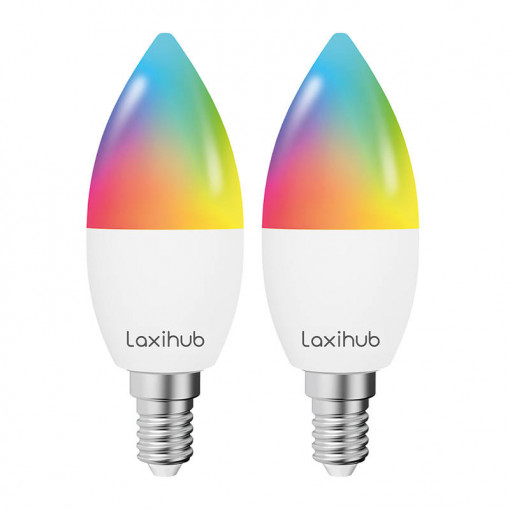 Bec LED inteligent Laxihub LAE14S Wifi Bluetooth TUYA (pachet de 2)