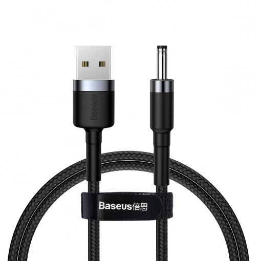 Cablu de date Baseus Cafule USB la DC 3.5mm 2A 1m Gri+Negru CADKLF-G1
