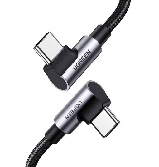 Cablu de date rapid unghiular USB-C la USB-C UGREEN US335, 5A, 100W, 1m (negru) 70696