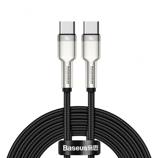 Cablu de date rapid USB-C la USB-C Baseus Cafule, 100W, 2m (negru) CATJK-D01