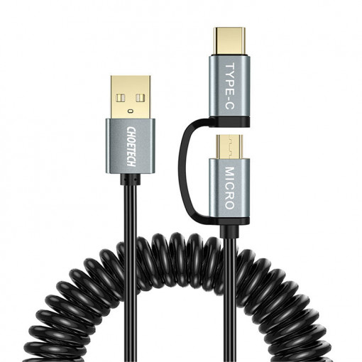 Cablu de date USB 2in1 Choetech USB-C / Micro USB, (negru) XAC-0012-101BK