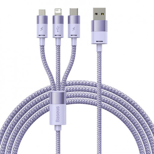 Cablu de date USB 3in1 Seria Baseus StarSpeed, USB-C + Micro + Lightning 3,5A, 1,2 m (Violet) CAXS000005
